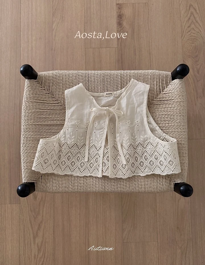 Aosta - Korean Children Fashion - #fashionkids - Lace Jenny Open Vest - 5