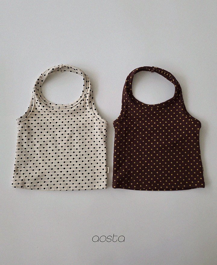 Aosta - Korean Children Fashion - #fashionkids - Choco Chip Holter Neck Top