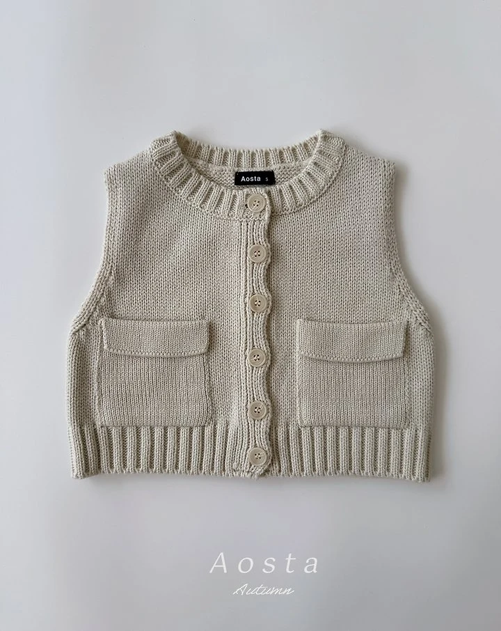 Aosta - Korean Children Fashion - #kidsshorts - Knit Cookie Vest - 5
