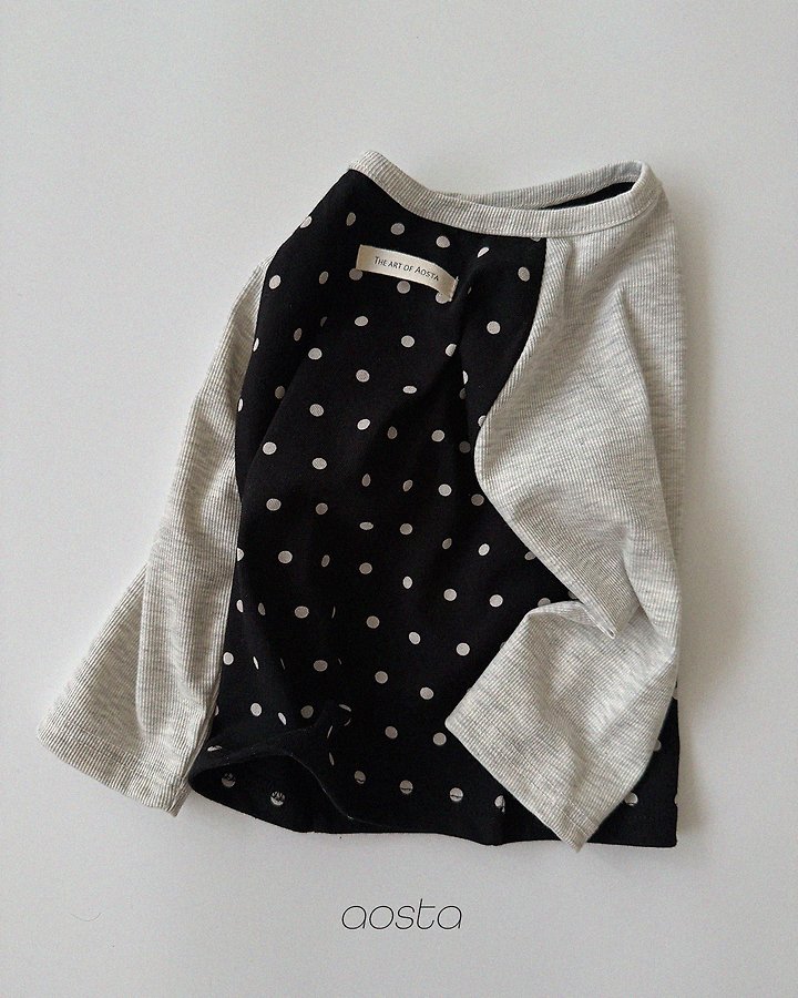 Aosta - Korean Children Fashion - #kidsshorts - Dot Raglan Tee - 4
