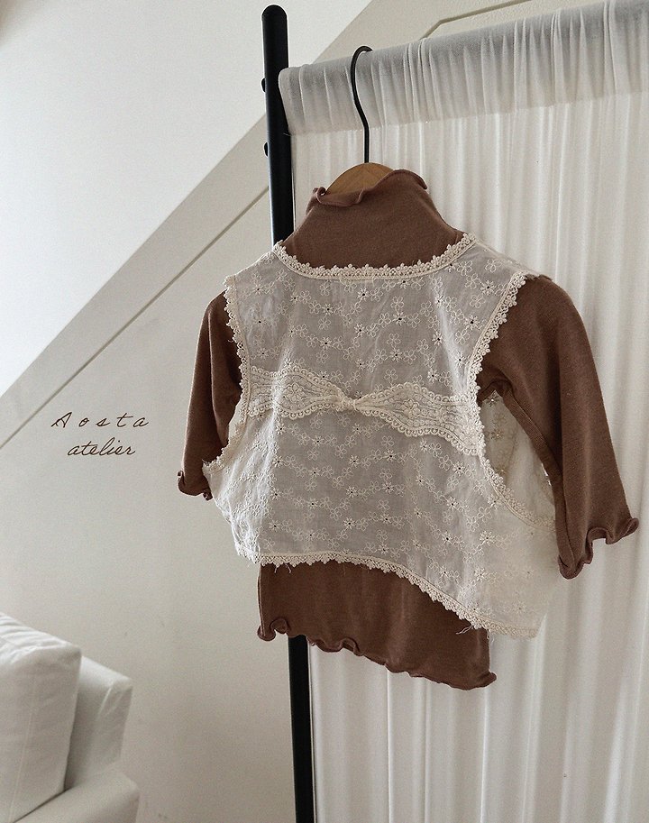 Aosta - Korean Children Fashion - #kidzfashiontrend - Lace Open Vest - 3