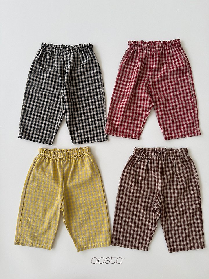 Aosta - Korean Children Fashion - #littlefashionista - Caramel Check Pants