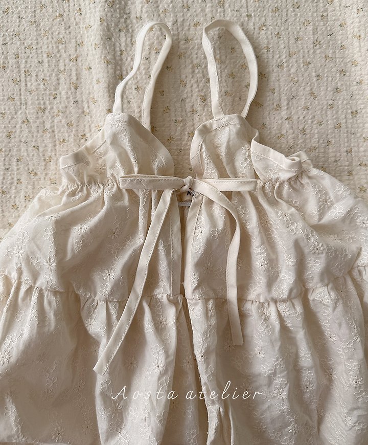 Aosta - Korean Children Fashion - #littlefashionista - Lace Cotton Open One-piece - 6