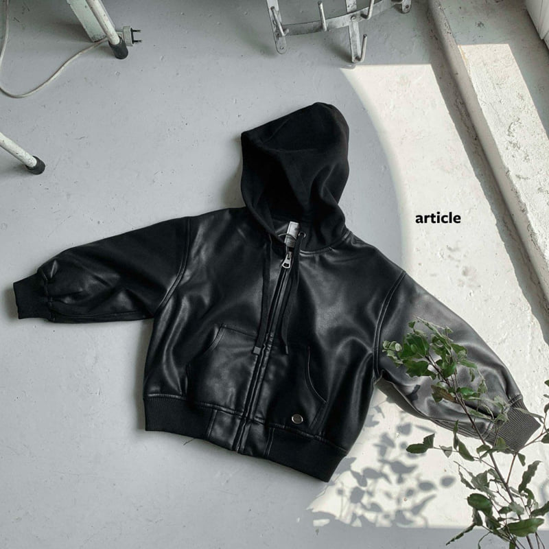 Article - Korean Children Fashion - #Kfashion4kids - Hooded Leather Jacket