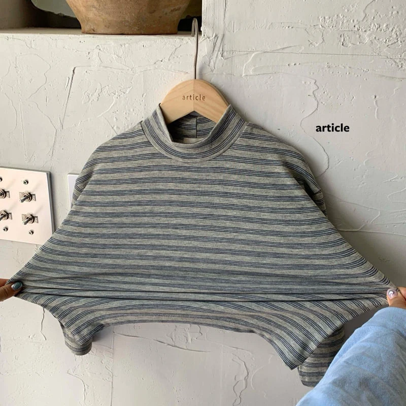Article - Korean Children Fashion - #stylishchildhood - Striped Modal Turtleneck Tee - 4