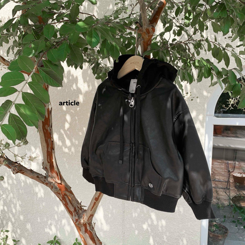 Article - Korean Children Fashion - #childofig - Hooded Leather Jacket - 6