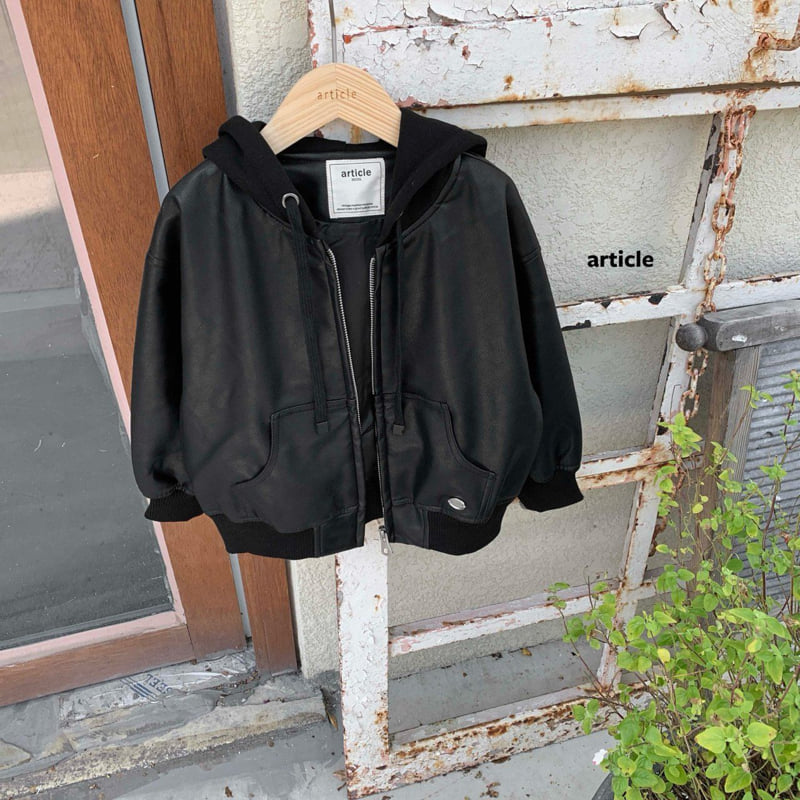 Article - Korean Children Fashion - #childofig - Hooded Leather Jacket - 7