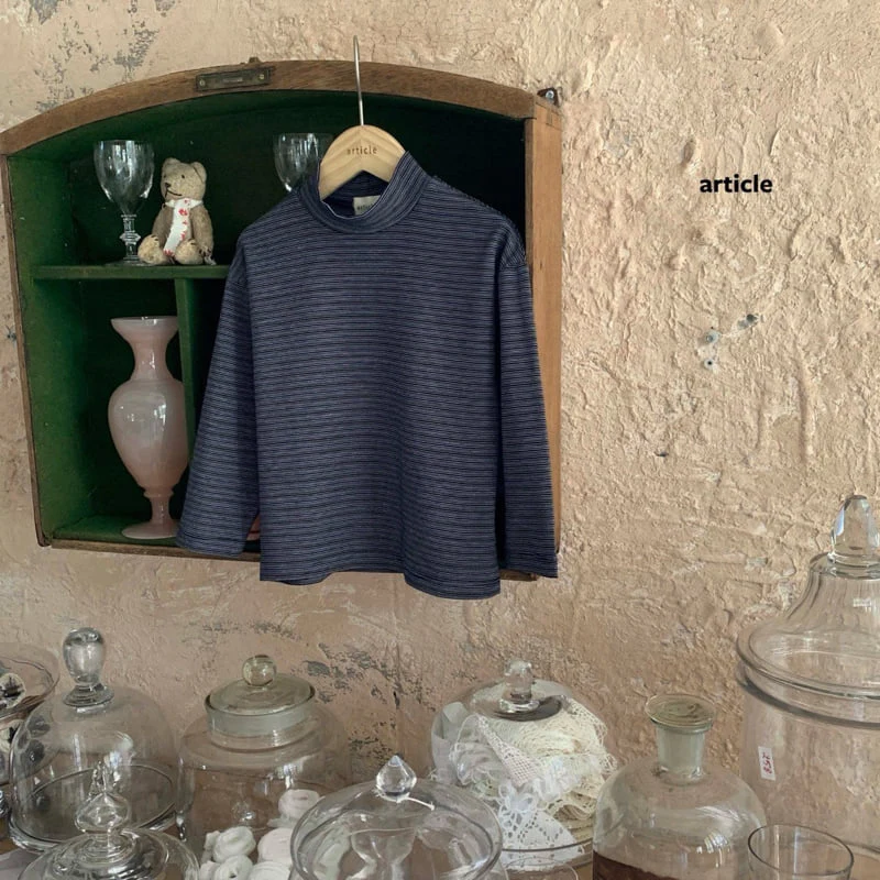 Article - Korean Children Fashion - #childrensboutique - Striped Modal Turtleneck Tee - 5