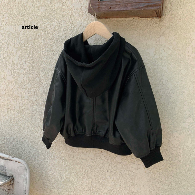Article - Korean Children Fashion - #childrensboutique - Hooded Leather Jacket - 8