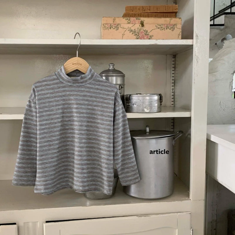 Article - Korean Children Fashion - #discoveringself - Striped Modal Turtleneck Tee - 7