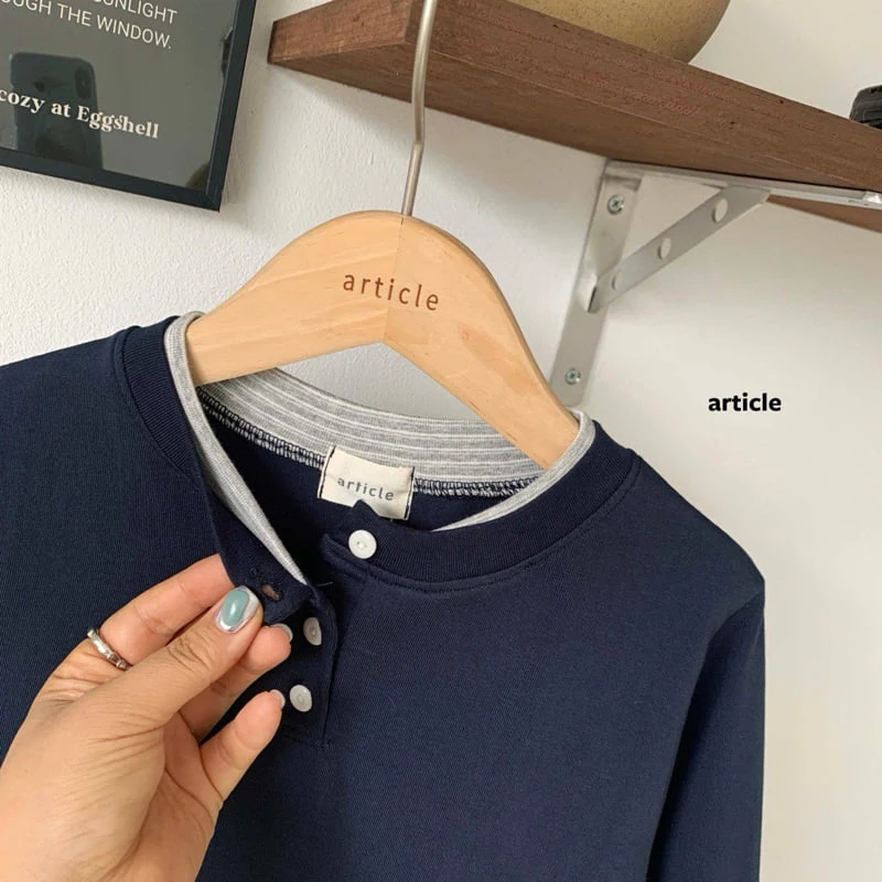 Article - Korean Children Fashion - #kidsstore - Double Henley Neck Tee - 3