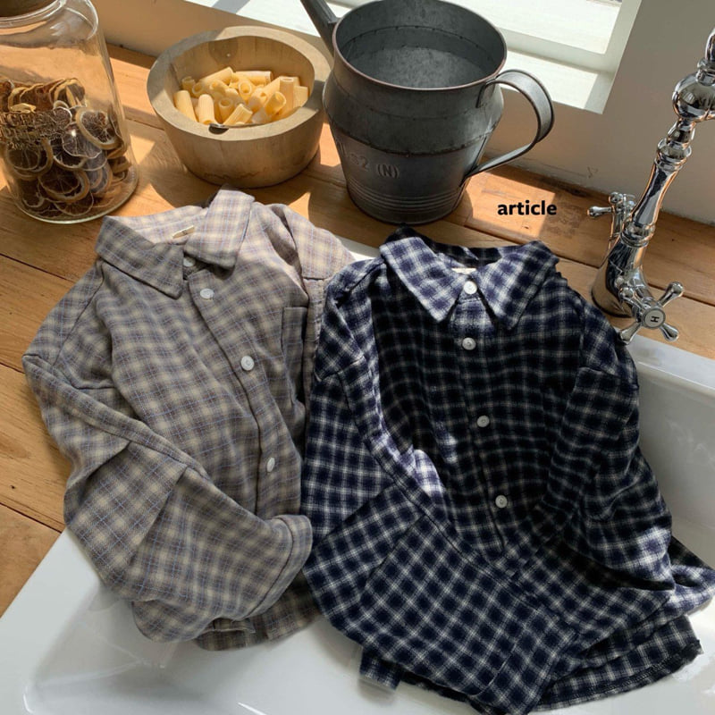 Article - Korean Children Fashion - #kidsstore - Check Pitch Pin-Tuck Shirt