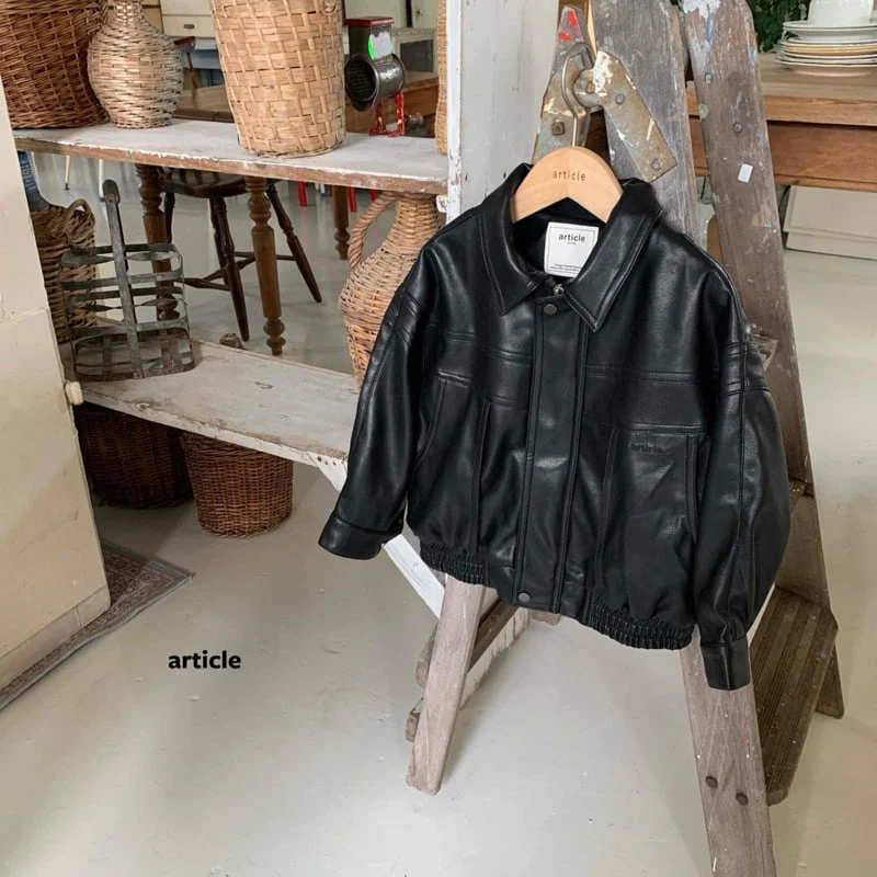 Article - Korean Children Fashion - #littlefashionista - Rise Leather Jacket - 2