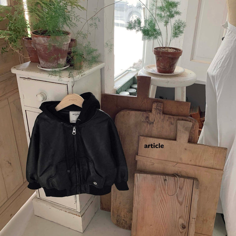 Article - Korean Children Fashion - #magicofchildhood - Hooded Leather Jacket - 3