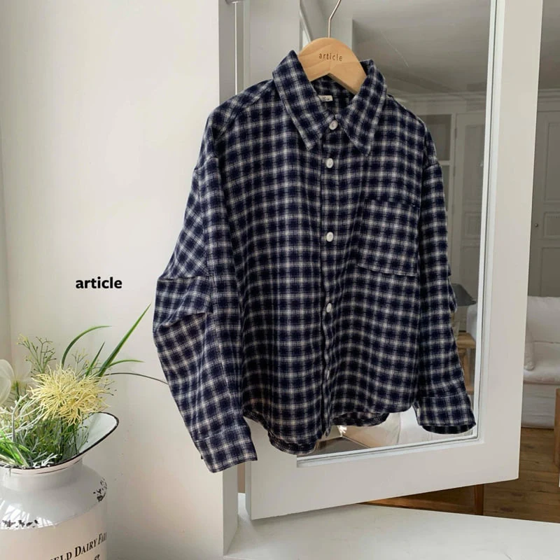 Article - Korean Children Fashion - #minifashionista - Check Pitch Pin-Tuck Shirt - 6