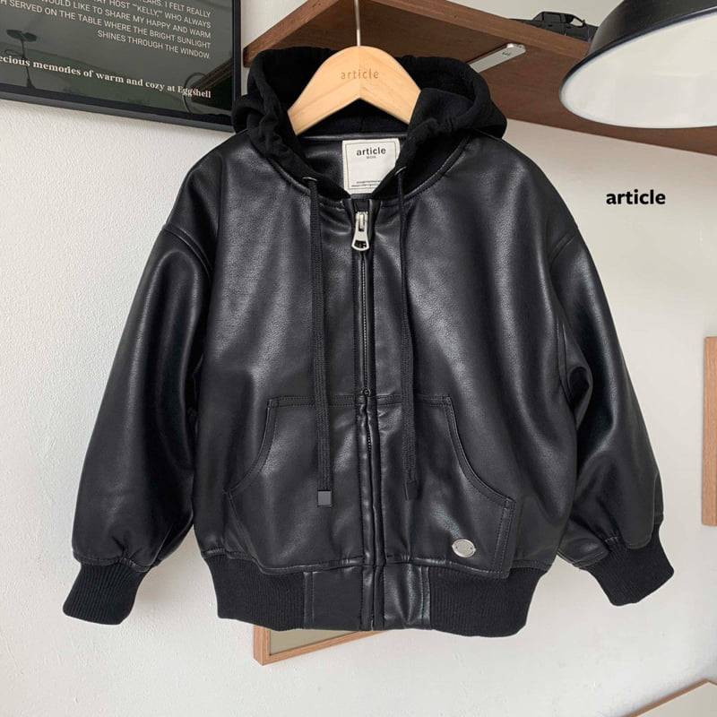 Article - Korean Children Fashion - #magicofchildhood - Hooded Leather Jacket - 4