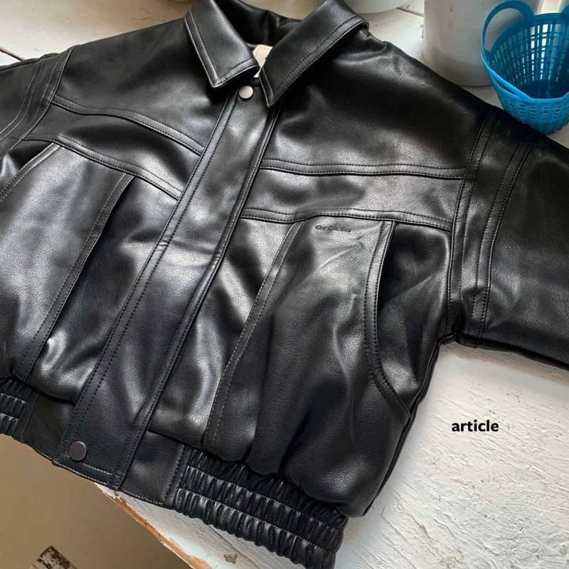 Article - Korean Children Fashion - #prettylittlegirls - Rise Leather Jacket - 5