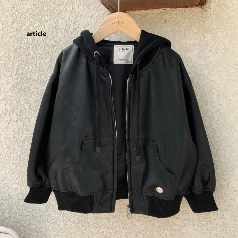 Article - Korean Children Fashion - #prettylittlegirls - Hooded Leather Jacket - 5