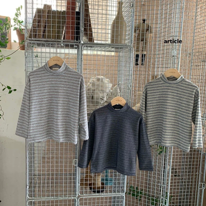 Article - Korean Children Fashion - #todddlerfashion - Striped Modal Turtleneck Tee
