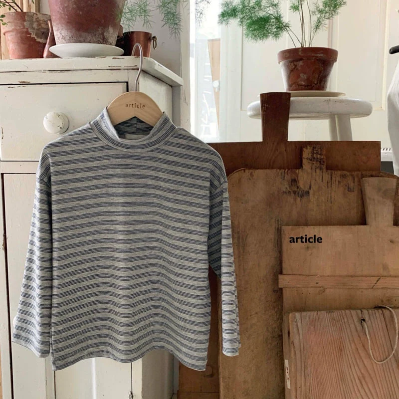 Article - Korean Children Fashion - #toddlerclothing - Striped Modal Turtleneck Tee - 2