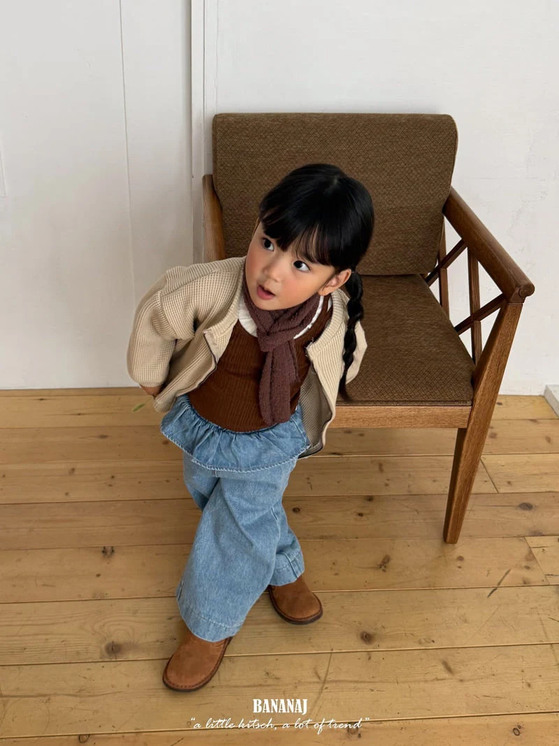 Banana J - Korean Children Fashion - #designkidswear - Frill Denim Pants - 7
