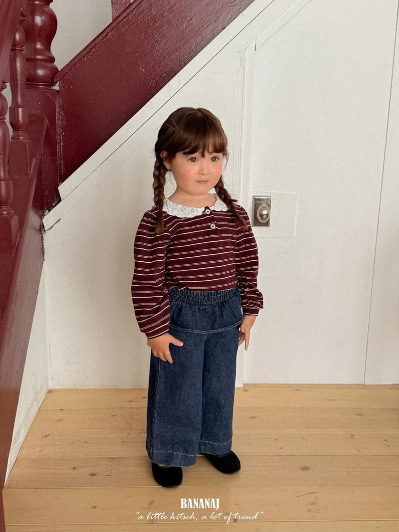 Banana J - Korean Children Fashion - #fashionkids - Frill Denim Pants - 9