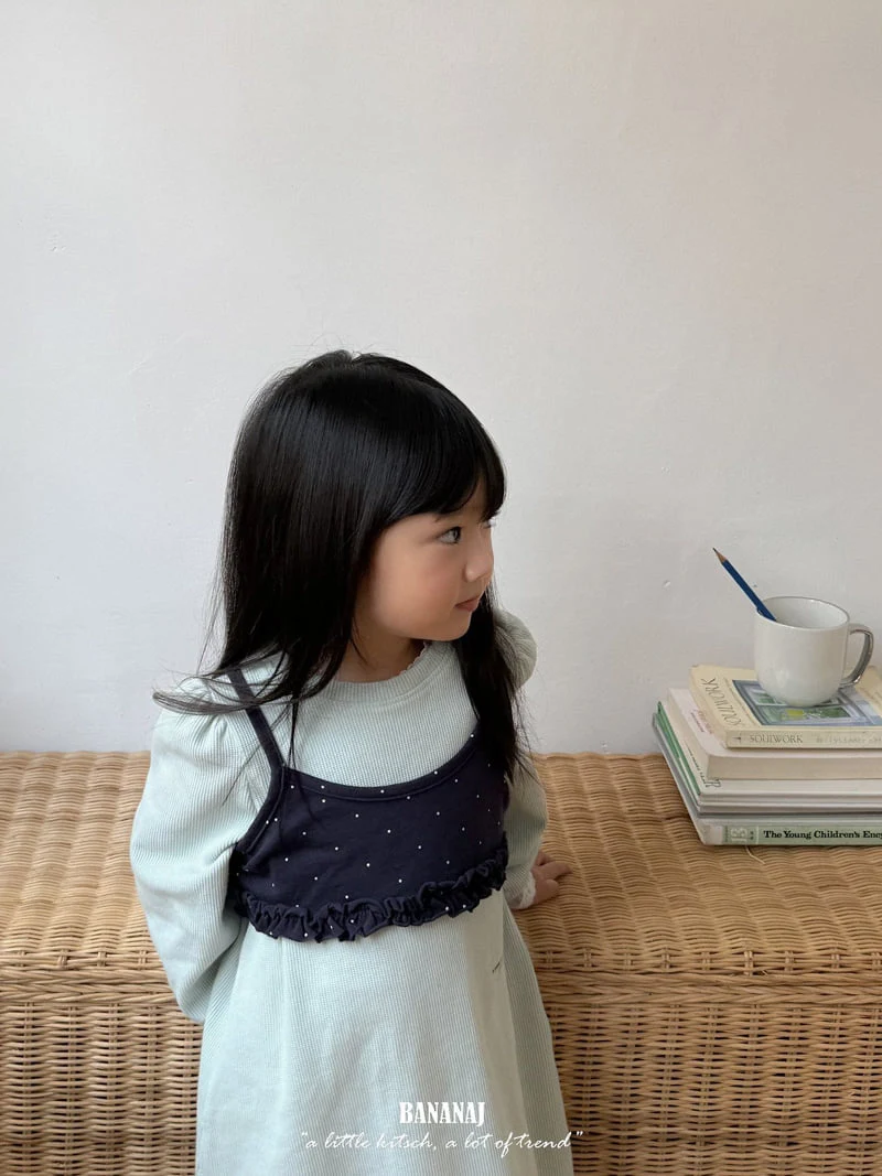 Banana J - Korean Children Fashion - #fashionkids - Lettering Waffle One-piece - 4