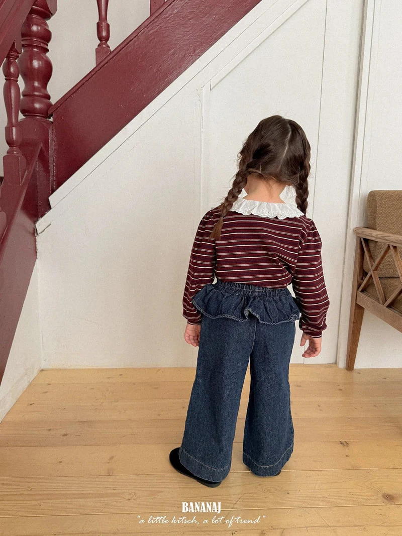 Banana J - Korean Children Fashion - #kidsstore - Frill Denim Pants - 11