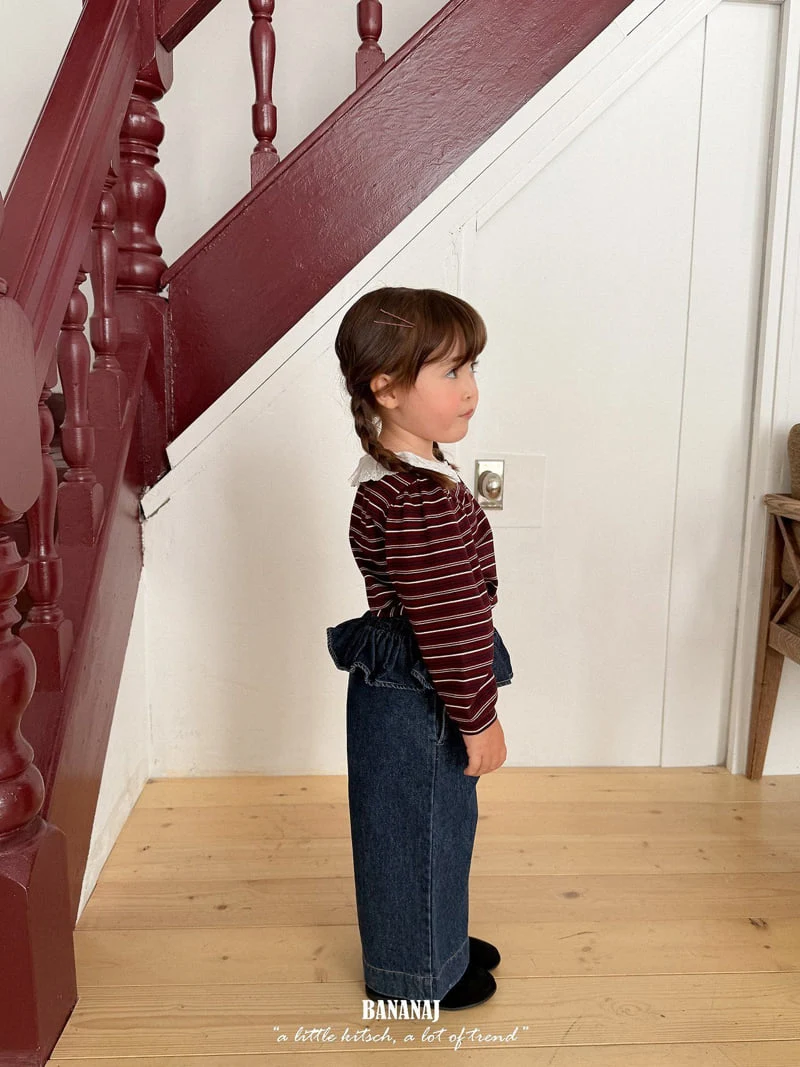 Banana J - Korean Children Fashion - #kidzfashiontrend - Frill Denim Pants - 12