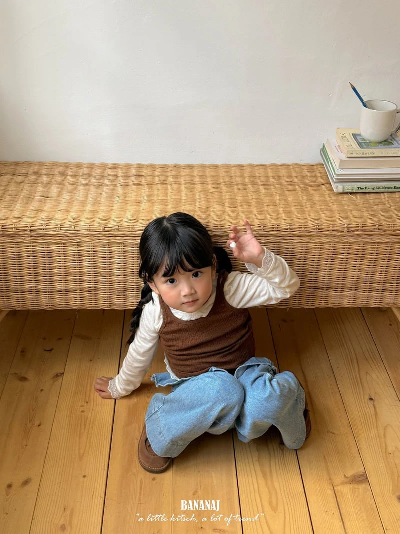 Banana J - Korean Children Fashion - #toddlerclothing - Frill Denim Pants - 4