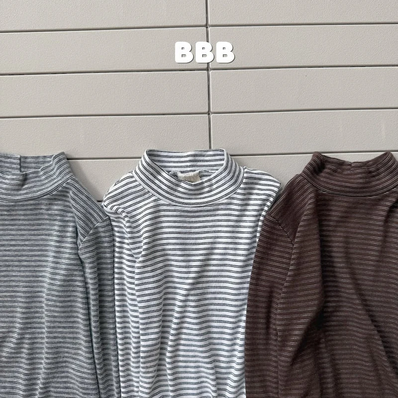 Bella Bambina - Korean Children Fashion - #kidzfashiontrend - Stripe Half Turtleneck Tee - 3