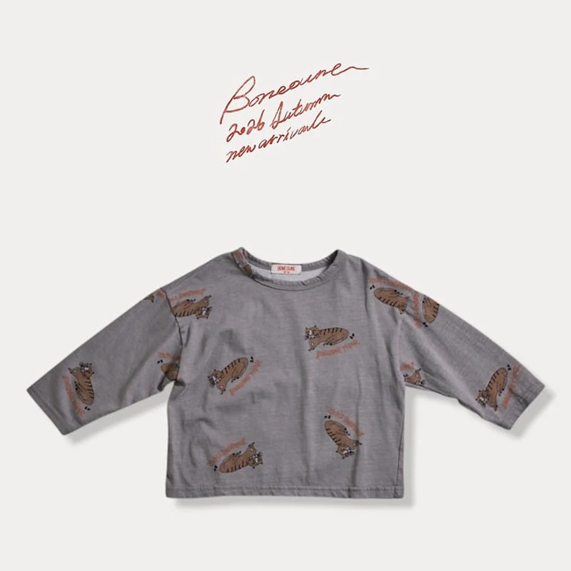 Boneoune - Korean Children Fashion - #kidzfashiontrend - Tiger Graphic Pigment Single Tee - 4