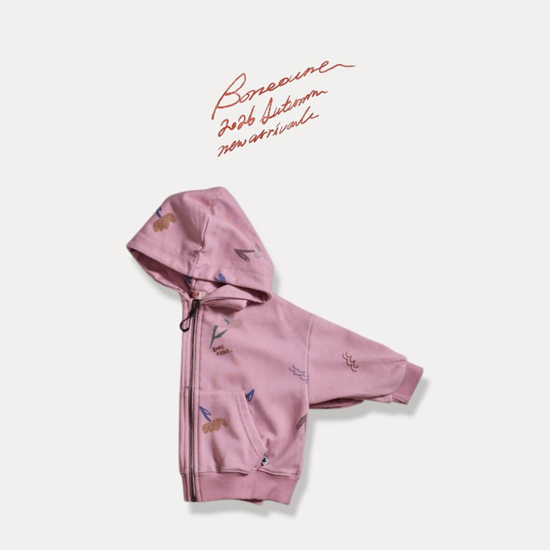 Boneoune - Korean Children Fashion - #Kfashion4kids - Chello Flower Pigment Hood Zip-up - 3