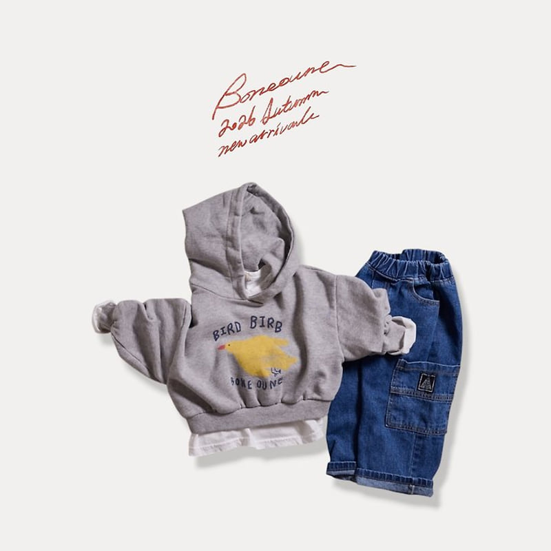 Boneoune - Korean Children Fashion - #childofig - Bird Crop Hood Top - 4