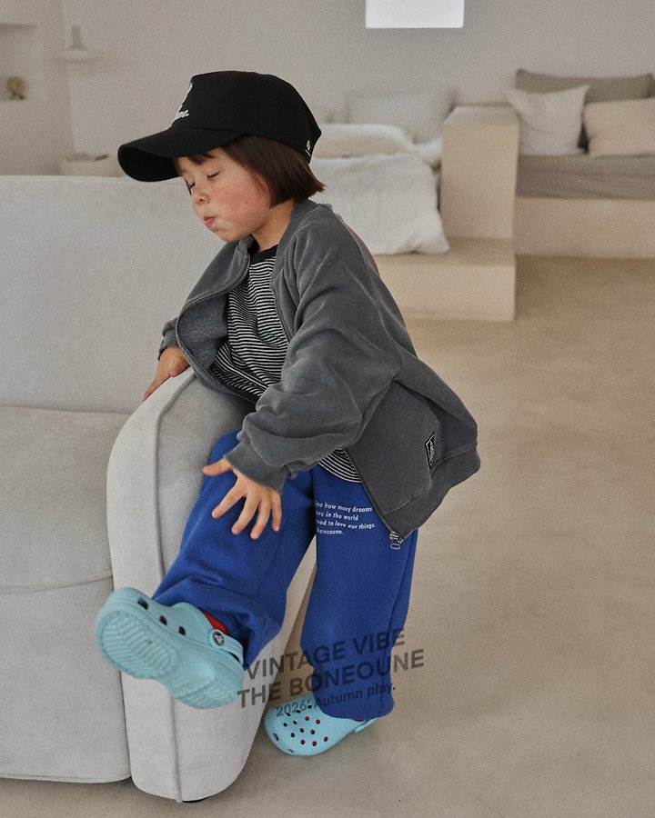 Boneoune - Korean Children Fashion - #childrensboutique - Carbone Pigment Zip-up - 3