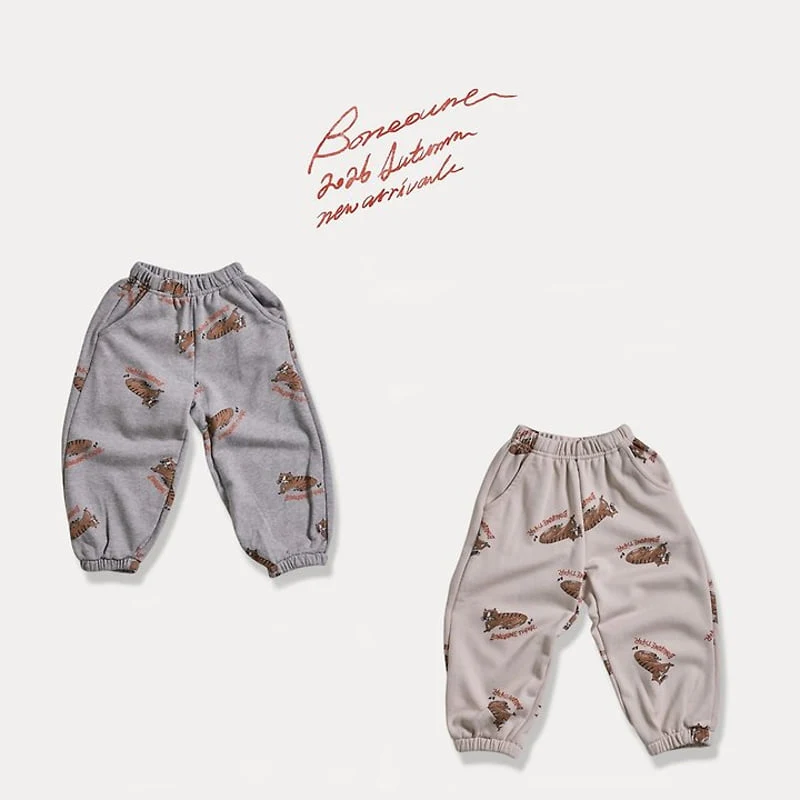 Boneoune - Korean Children Fashion - #designkidswear - Tiger Graphic Jogger Pants