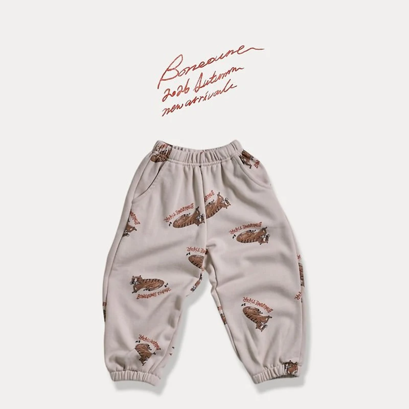 Boneoune - Korean Children Fashion - #fashionkids - Tiger Graphic Jogger Pants - 3