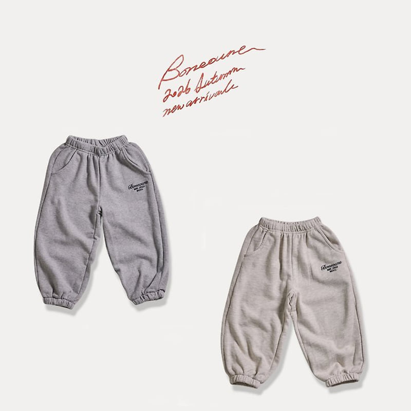 Boneoune - Korean Children Fashion - #kidsshorts - EST Embroidery Jogger Pants