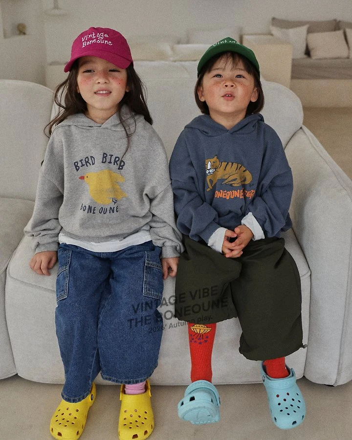 Boneoune - Korean Children Fashion - #kidsshorts - Bird Crop Hood Top - 8