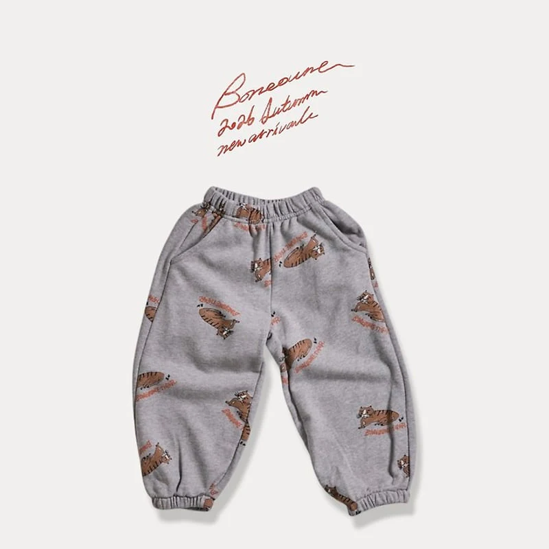 Boneoune - Korean Children Fashion - #fashionkids - Tiger Graphic Jogger Pants - 4