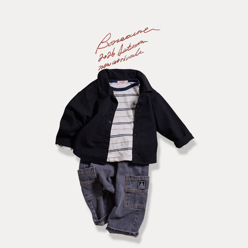 Boneoune - Korean Children Fashion - #kidsshorts - Origin Stripe Tee - 4