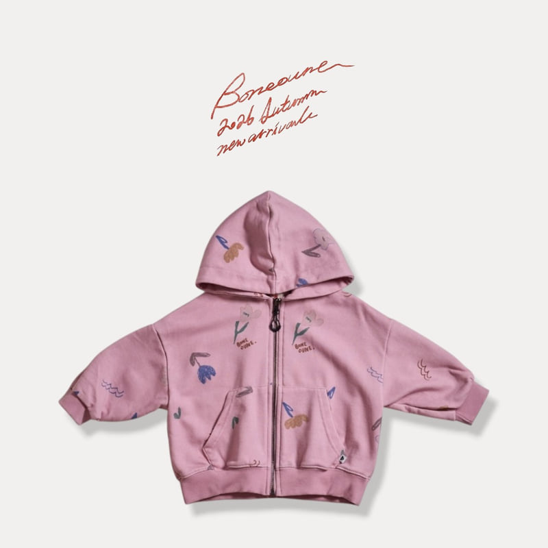 Boneoune - Korean Children Fashion - #kidsstore - Chello Flower Pigment Hood Zip-up