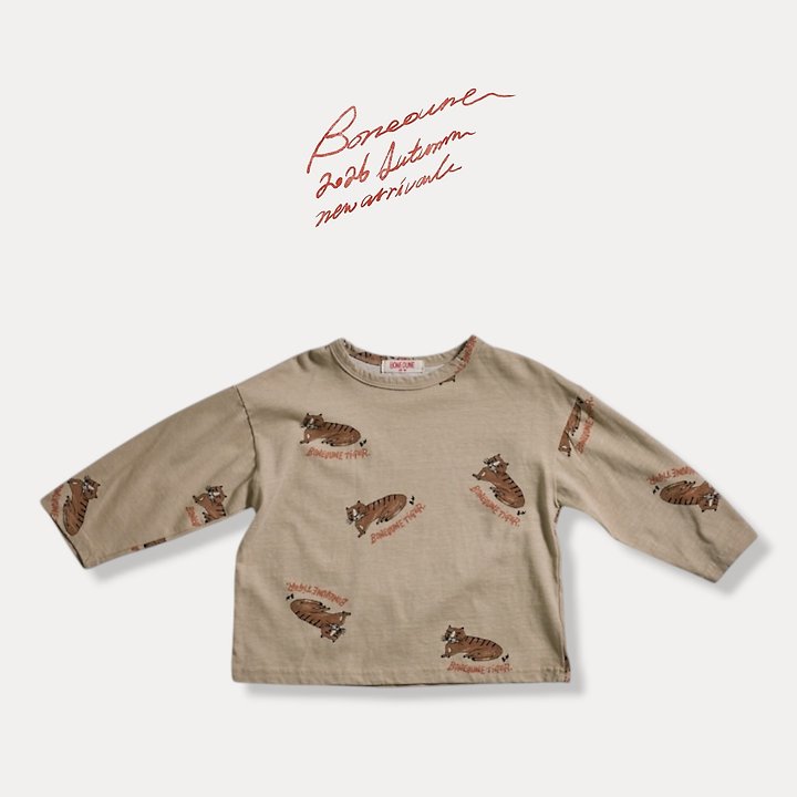 Boneoune - Korean Children Fashion - #kidzfashiontrend - Tiger Graphic Pigment Single Tee - 3