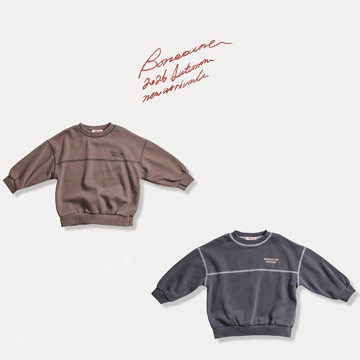 Boneoune - Korean Children Fashion - #kidzfashiontrend - Pigment Stitching Sweatshirts