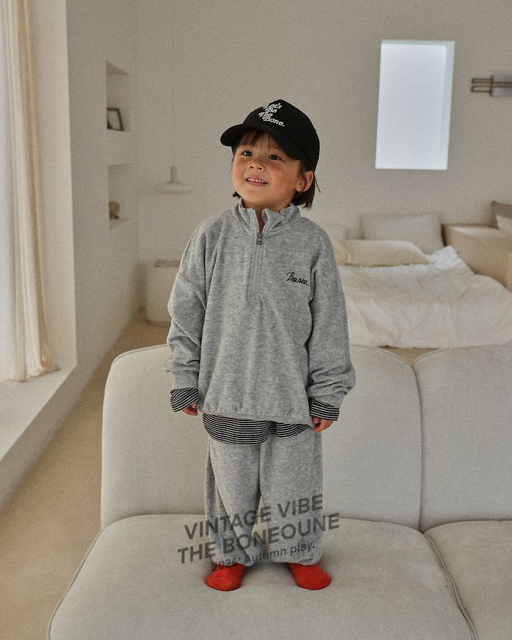 Boneoune - Korean Children Fashion - #magicofchildhood - Terry Half Zip-up Top - 7
