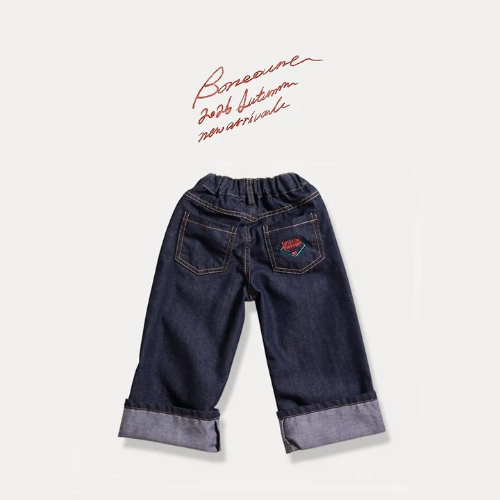 Boneoune - Korean Children Fashion - #minifashionista - Wide Roll-up Non Faded Pants - 3