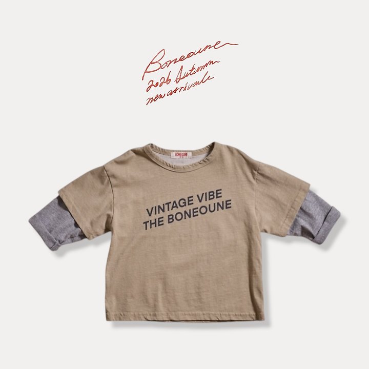 Boneoune - Korean Children Fashion - #stylishchildhood - Vintage Layered Tee - 3