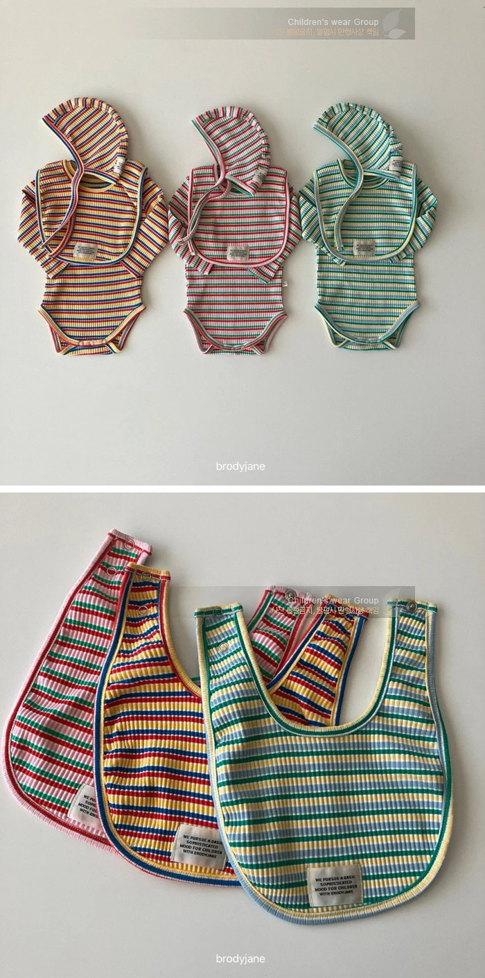 Brody Jane - Korean Baby Fashion - #babyfashion - Multi-Stripe Bib