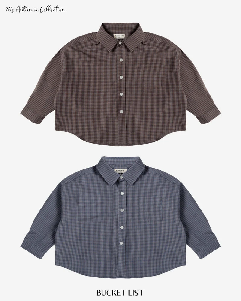 Bucket List - Korean Children Fashion - #kidzfashiontrend - Smock Small Check Shirt