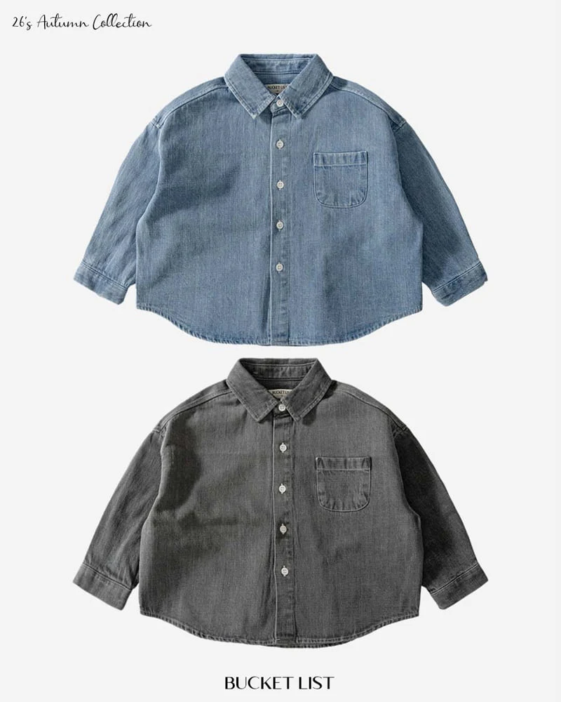Bucket List - Korean Children Fashion - #littlefashionista - Basic Denim Shirt